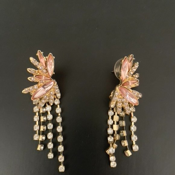 Pink and gold statement earrings - Picture 2 of 2